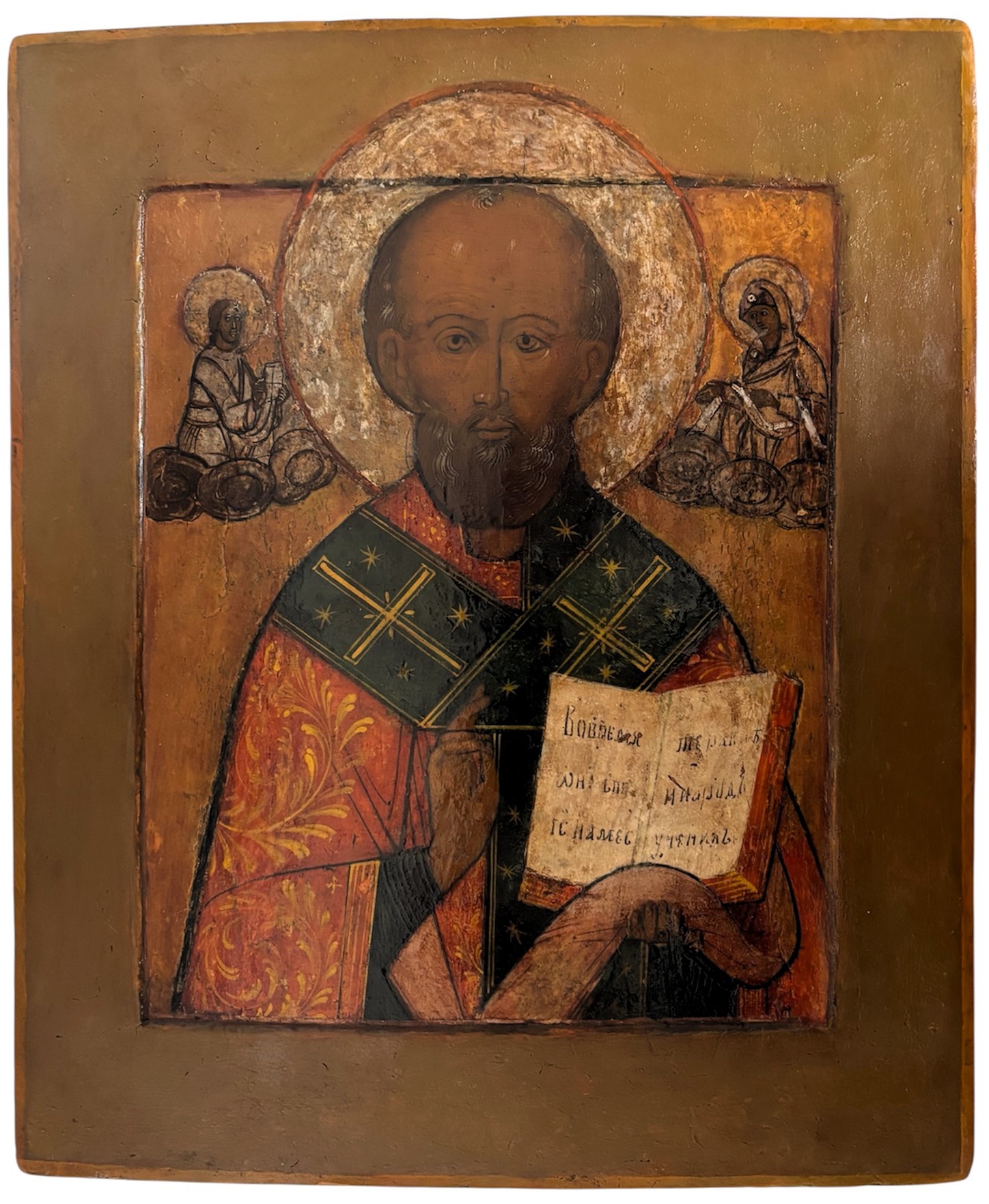 Старинная икона Николай Чудотворец ковчег первая половина 19 века