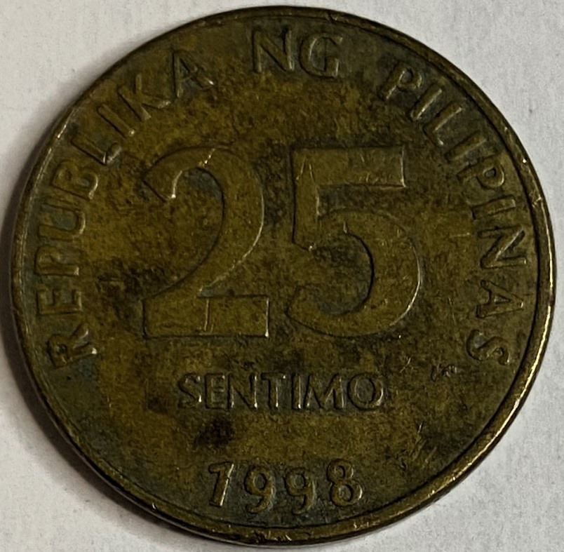 Иностранная монета 25 сентимо Филиппины 1998 год
