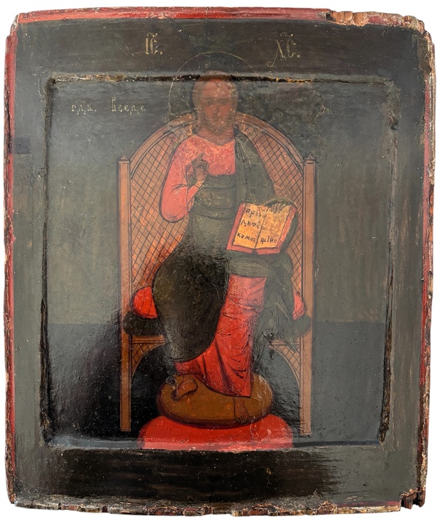 Икона Спас на Троне двойной ковчег 18 век Иисус Христос