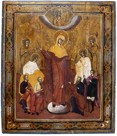 Антикварная икона Скорбящая Богородица без грошиков 19 век