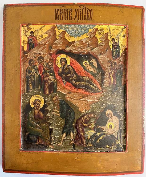 Икона Рождество Христово первая половина 18 века