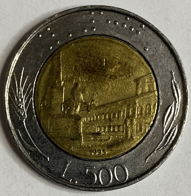 Иностранная монета 500 Лир Лира Италия 1995 год