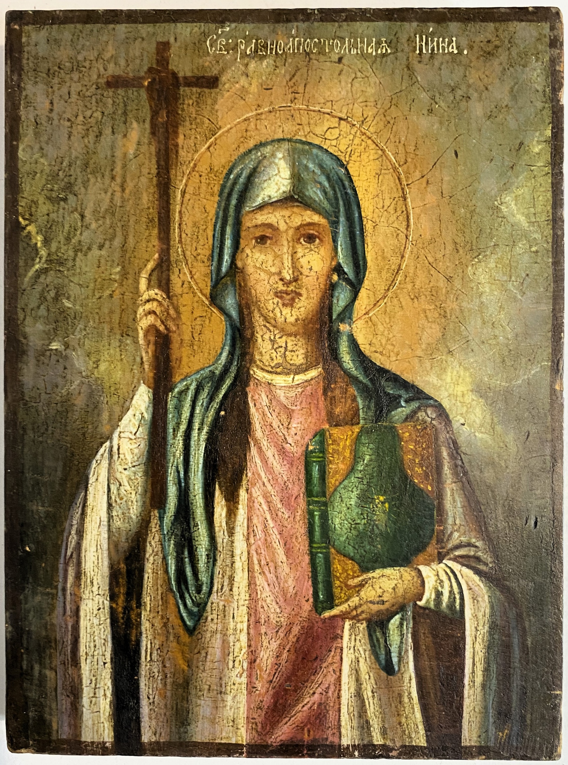 Старинная икона святая равноапостольная Нина покровительница Грузии 19 век