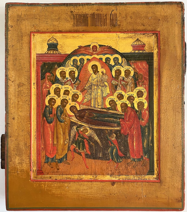 Икона в ковчеге Успение пресвятой Богородицы 18 век