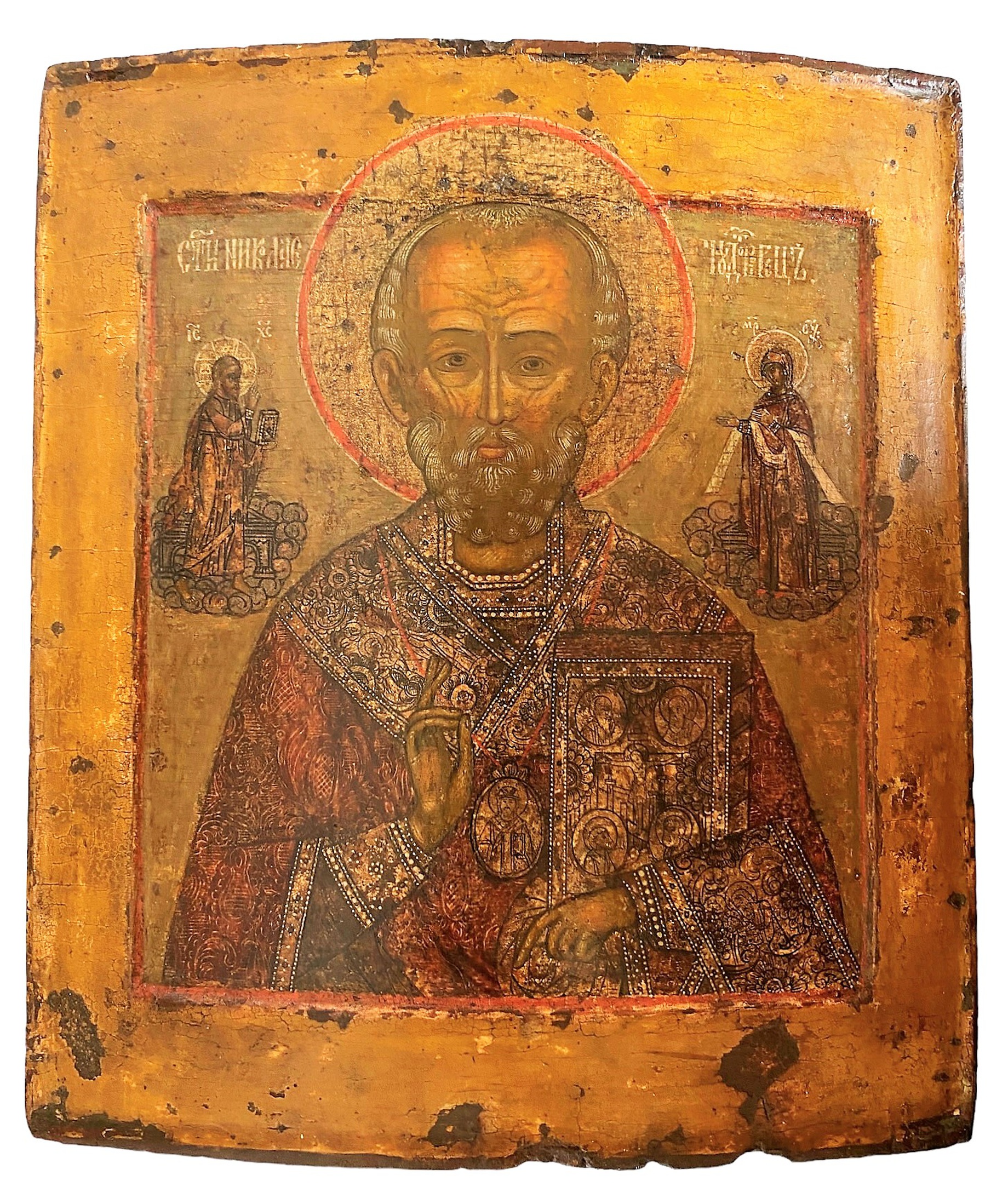 Икона Николай Чудотворец двойной ковчег 17 век