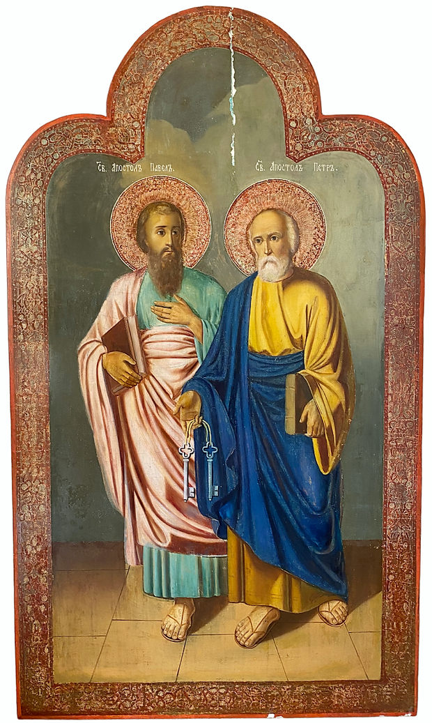Икона храмовая святые апостолы Петр и Павел 19 век