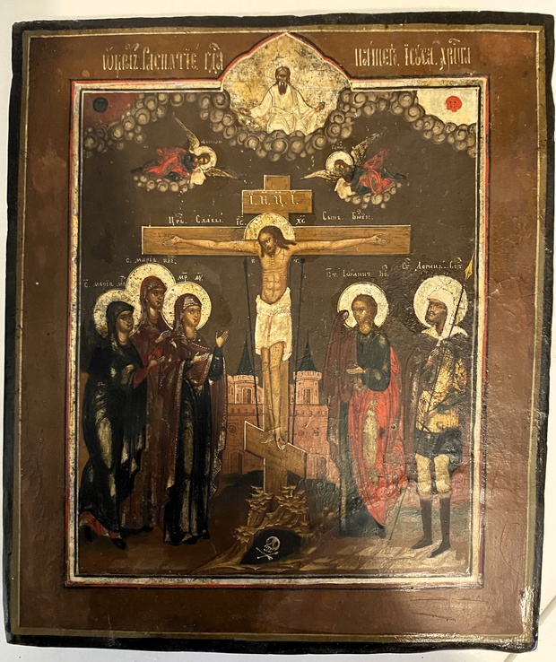 Старинная икона Распятие Христово 18 век