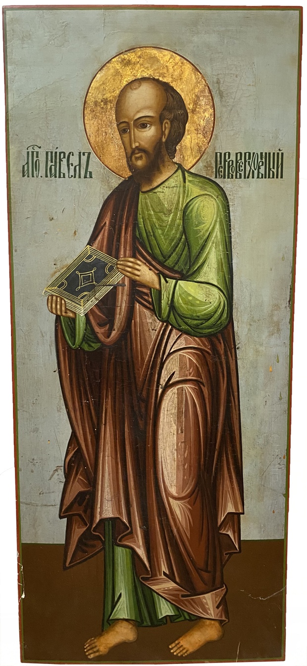 Старинная икона Святой апостол Павел 19 век