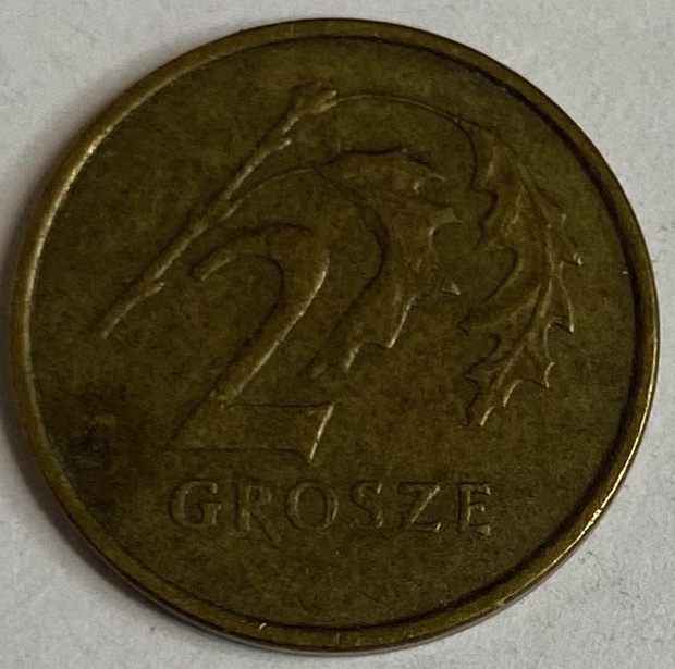 Иностранная монета 2 Гроша Польша 1999 год
