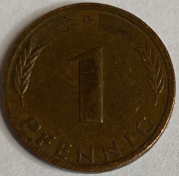 Иностранная монета 1 пфеннинг 1991 год Германия