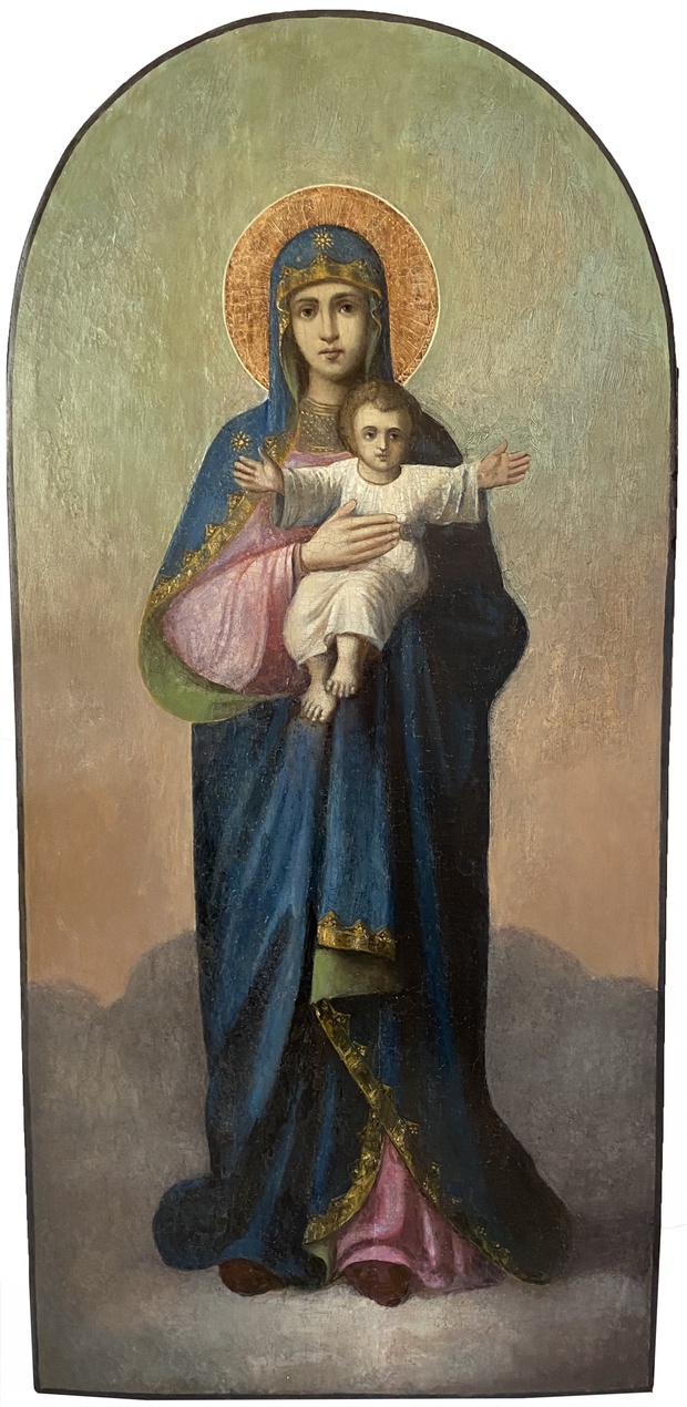 Старинная икона Богородица Благодатное Небо 19 век