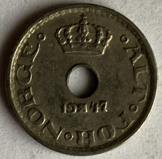 Иностранная монета 10 Оре Норвегия 1947 год