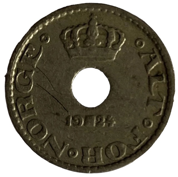 Иностранная монета Норвегия 10 Оре 1924 год