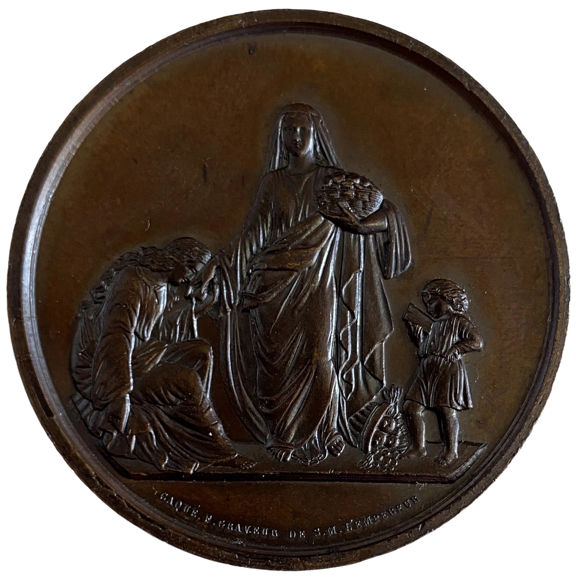 Медаль настольная Франция Французское благотворительное общество 19 век