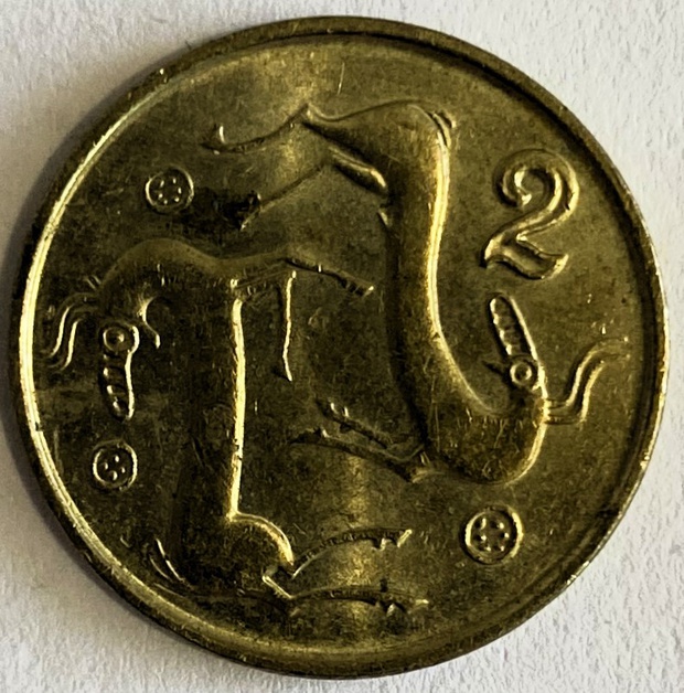 Монета Иностранная Кипр 2 цента животные