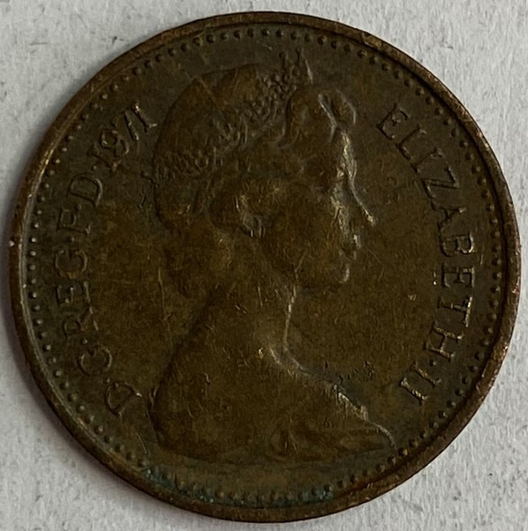 Иностранная монета 1/2 пенни 1971 год Великобритания