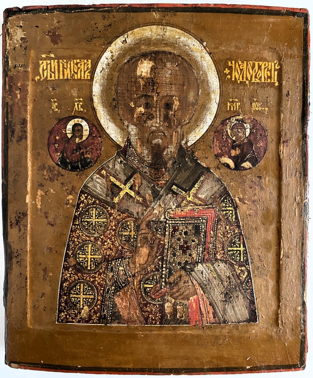 Икона святой Николай Чудотворец ковчег 18 век старинная
