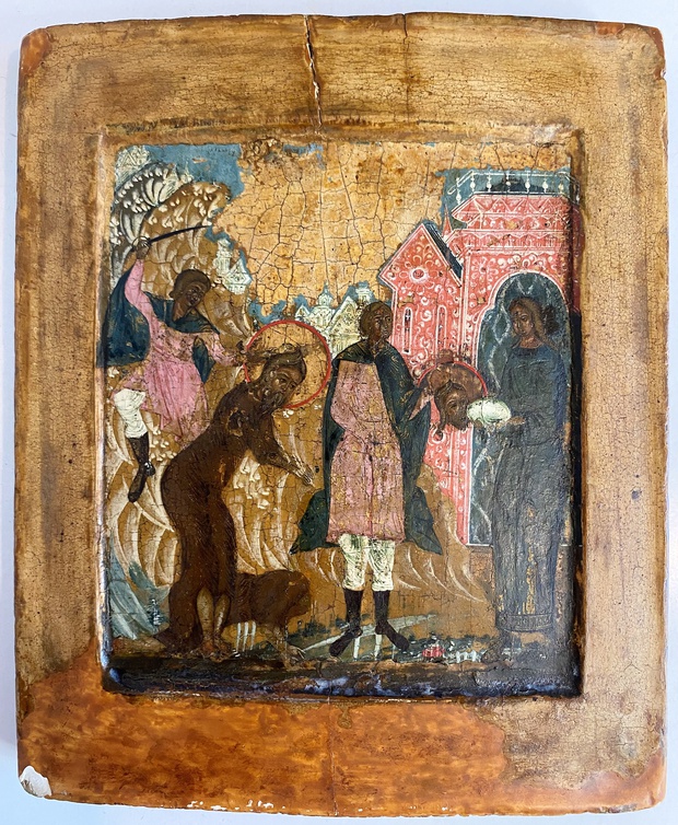 Старинная икона усекновение главы Иоанна предтечи конец 18 века