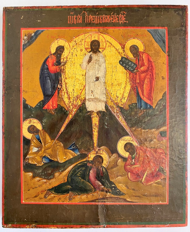 Икона писаная по золоту Преображение Господне 19 век