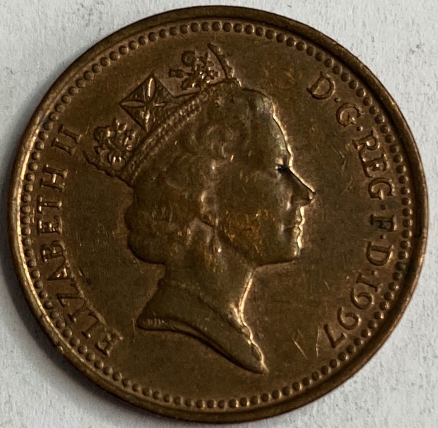 Иностранная монета 1 пенни 1997 год Великобритания