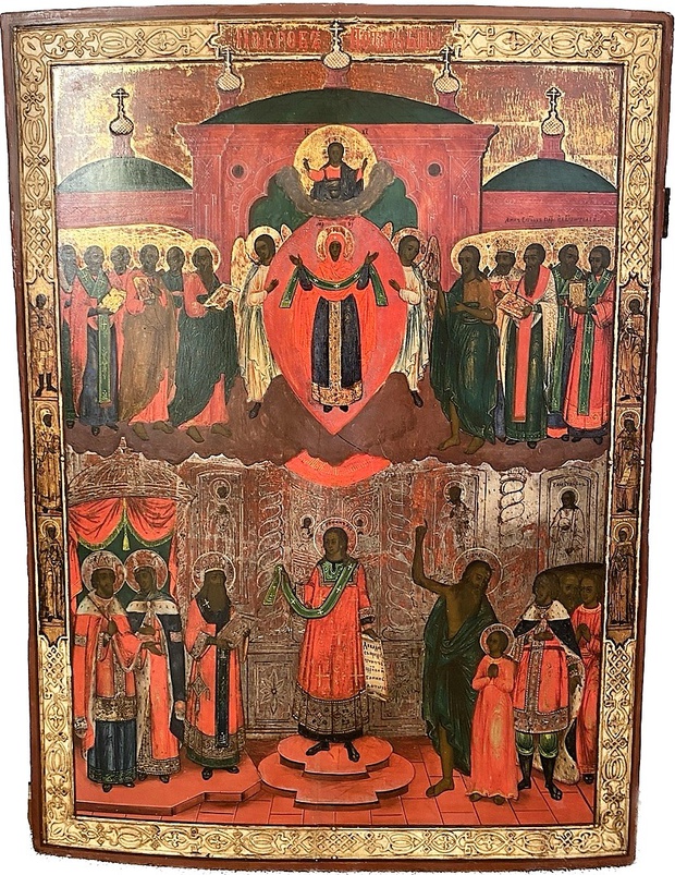 Икона Храмовая Покров Пресвятой Богородицы 19 век