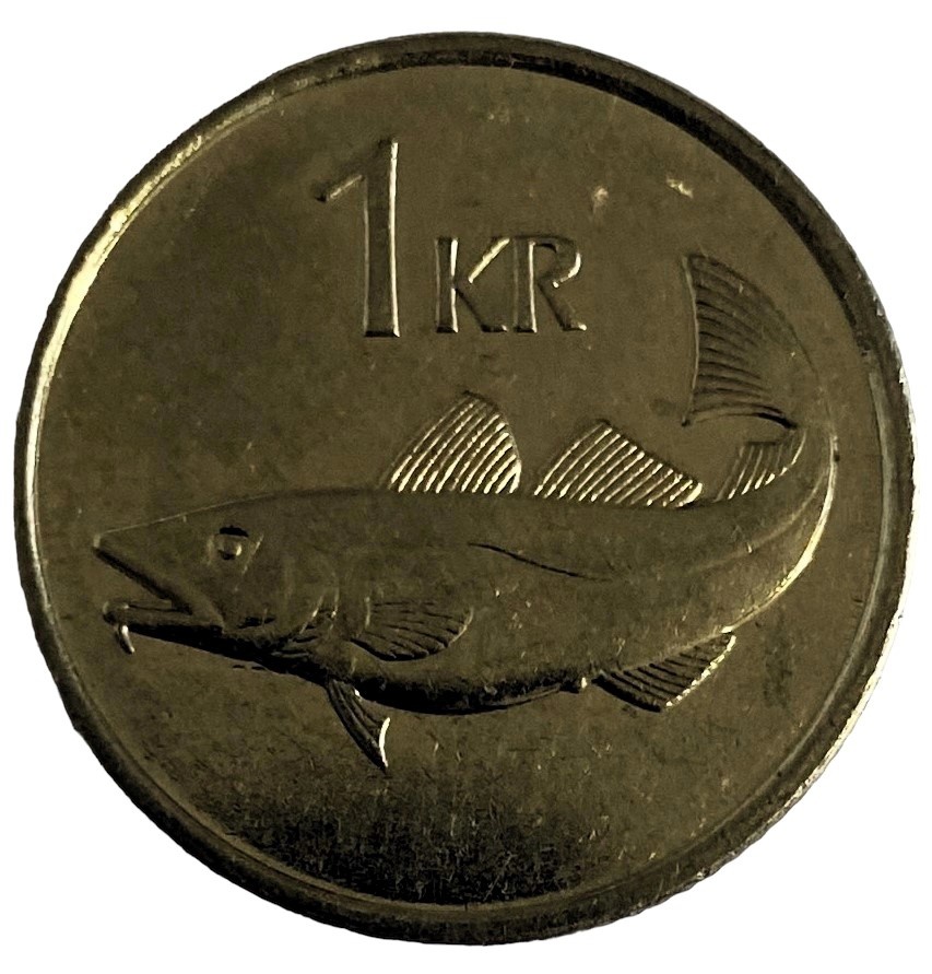 Иностранная монета 1 крона 1991 год Исландия