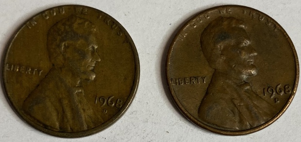 Иностранная монета США 1 цент 1968 год Америка
