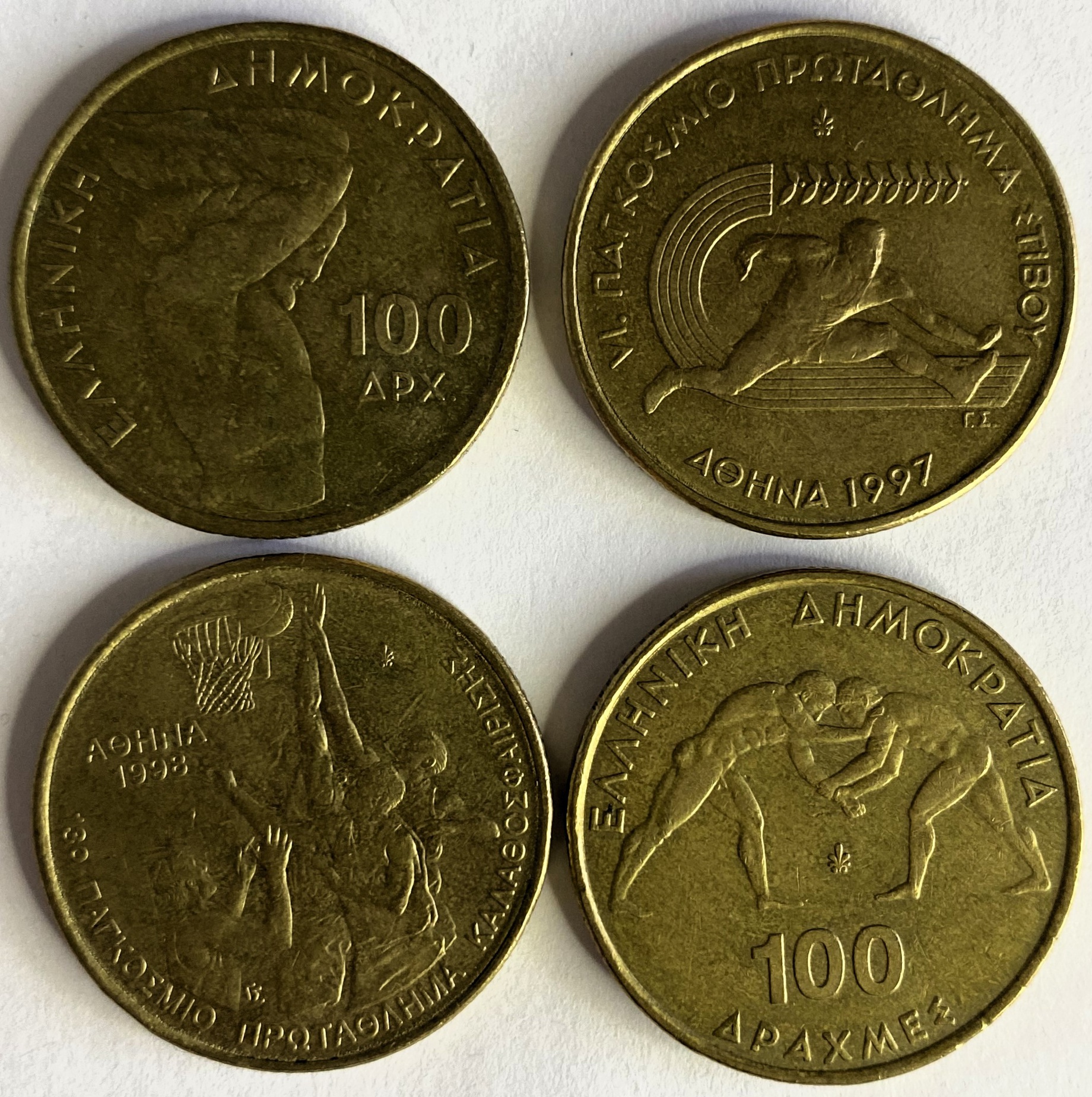 Иностранная монета Драхма чемпионат мира в Афинах набор 100 Драхм