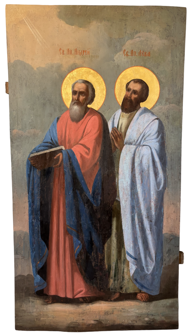 Икона Храмовая святой Андрей Первозванный и Апостол Лука 19 век