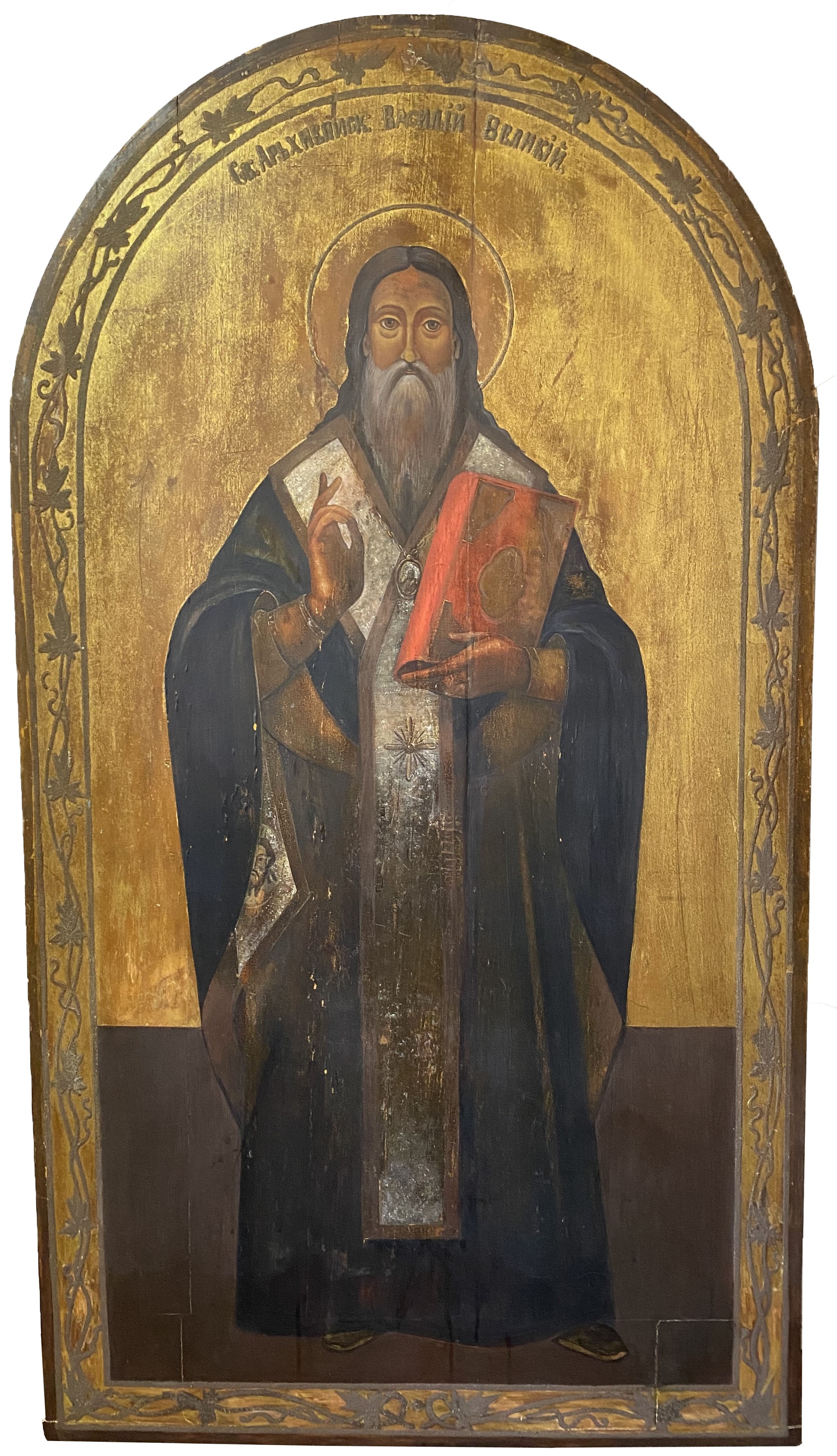 Старинная икона Святой Василий Великий 19 век Храмовая