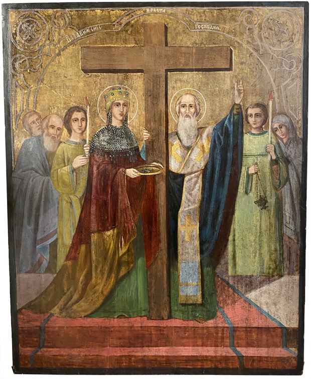 Храмовая икона Воздвижение Креста Господня 19 век