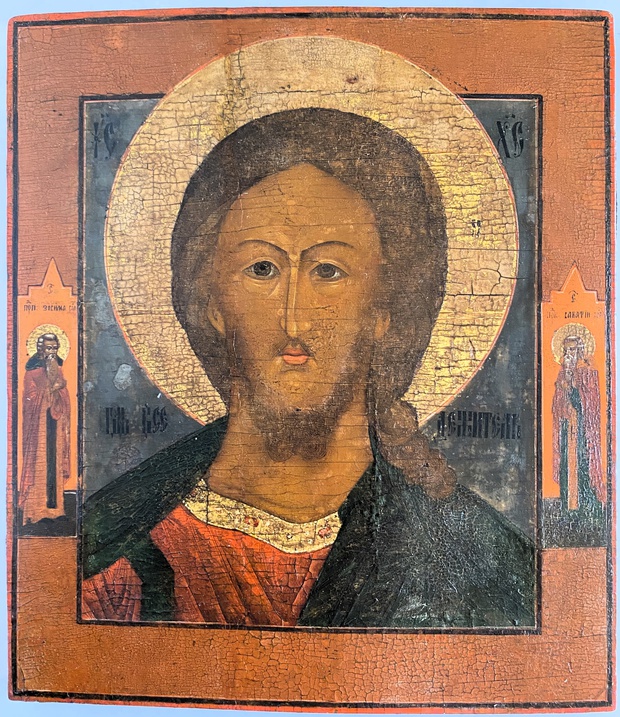 Старинная икона Спас оплечный Иисус Христос Господь 18 век