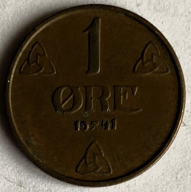 Иностранная монета 1 Оре Норвегия 1941 год