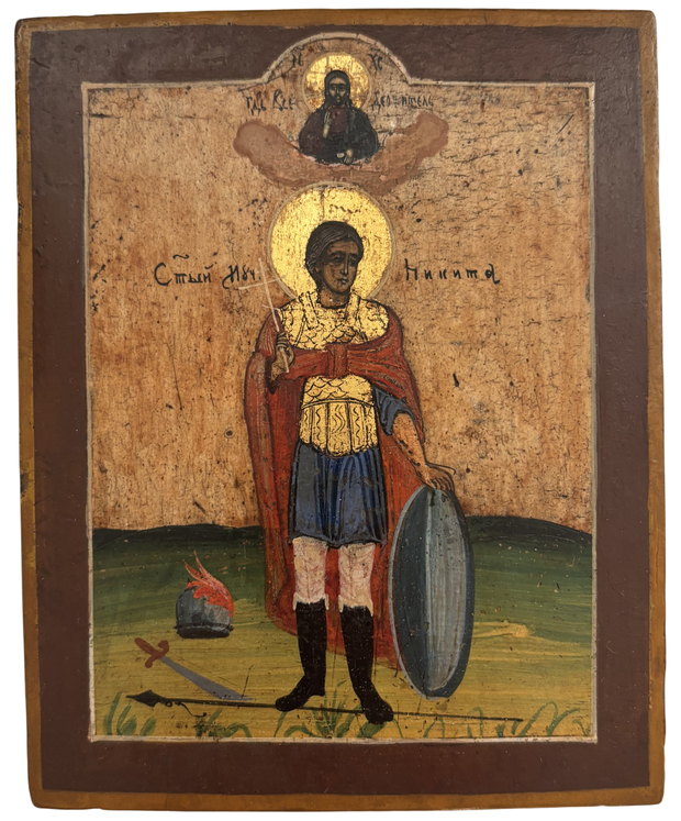 Икона святой Никита Бесогон 19 век