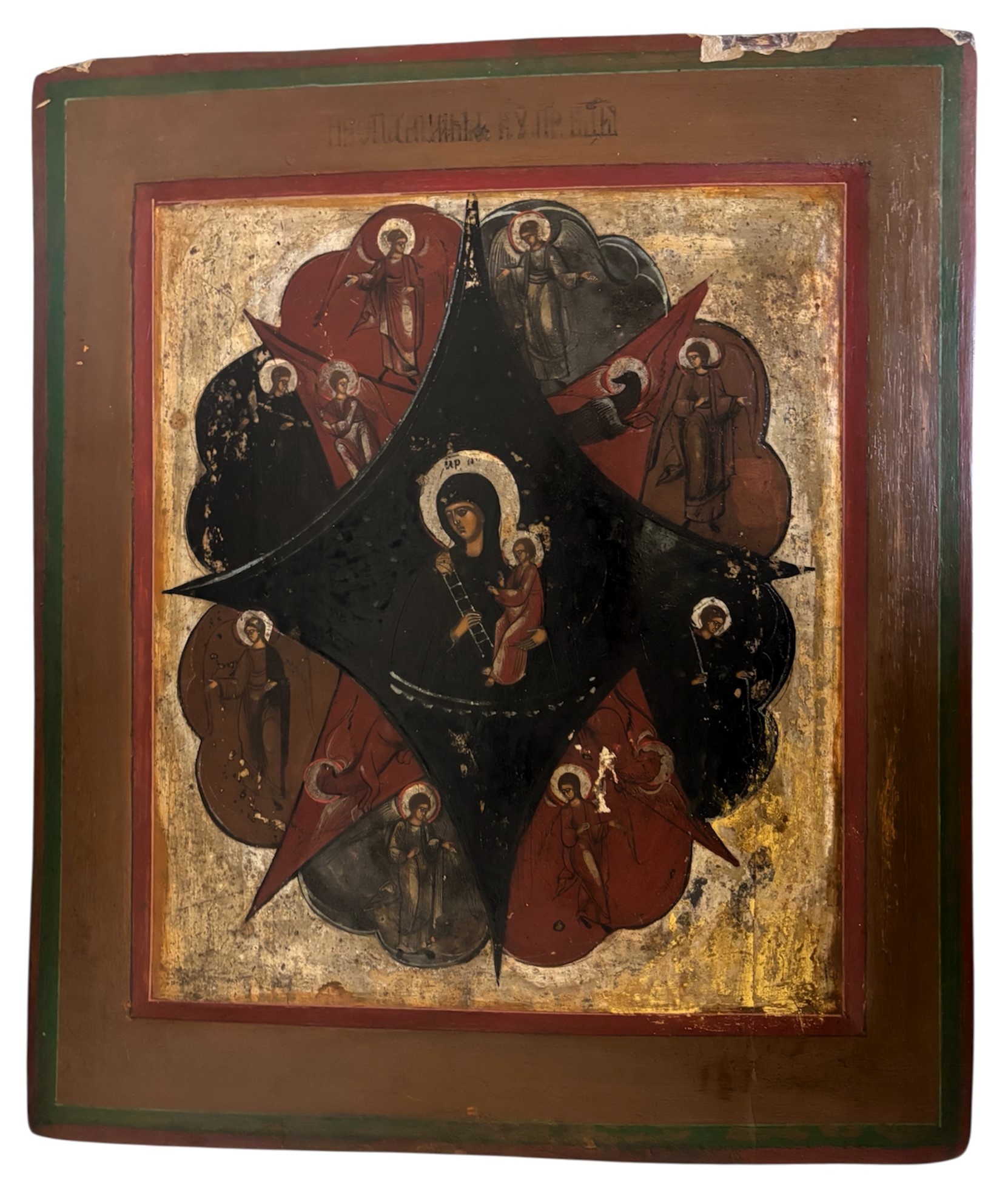 Старинная Икона Неопалимая Купина Пресвятой Богородицы 19 век