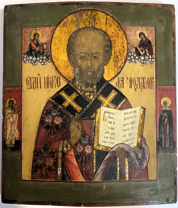 Икона старинная святой Николай Чудотворец - Гуслицы 19 век