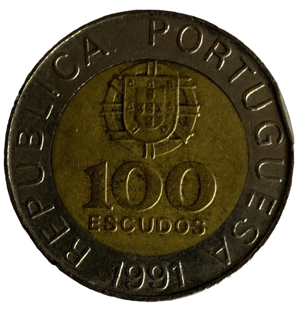 Монета Иностранная Португалия 100 Эскудо 1991 год