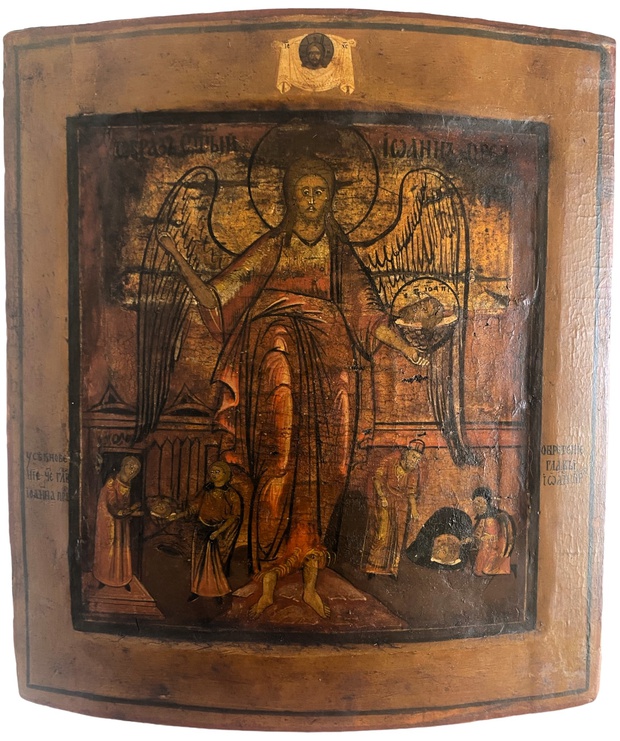 Икона в ковчеге святой Иоанн Предтеча со сценами жития 19 век