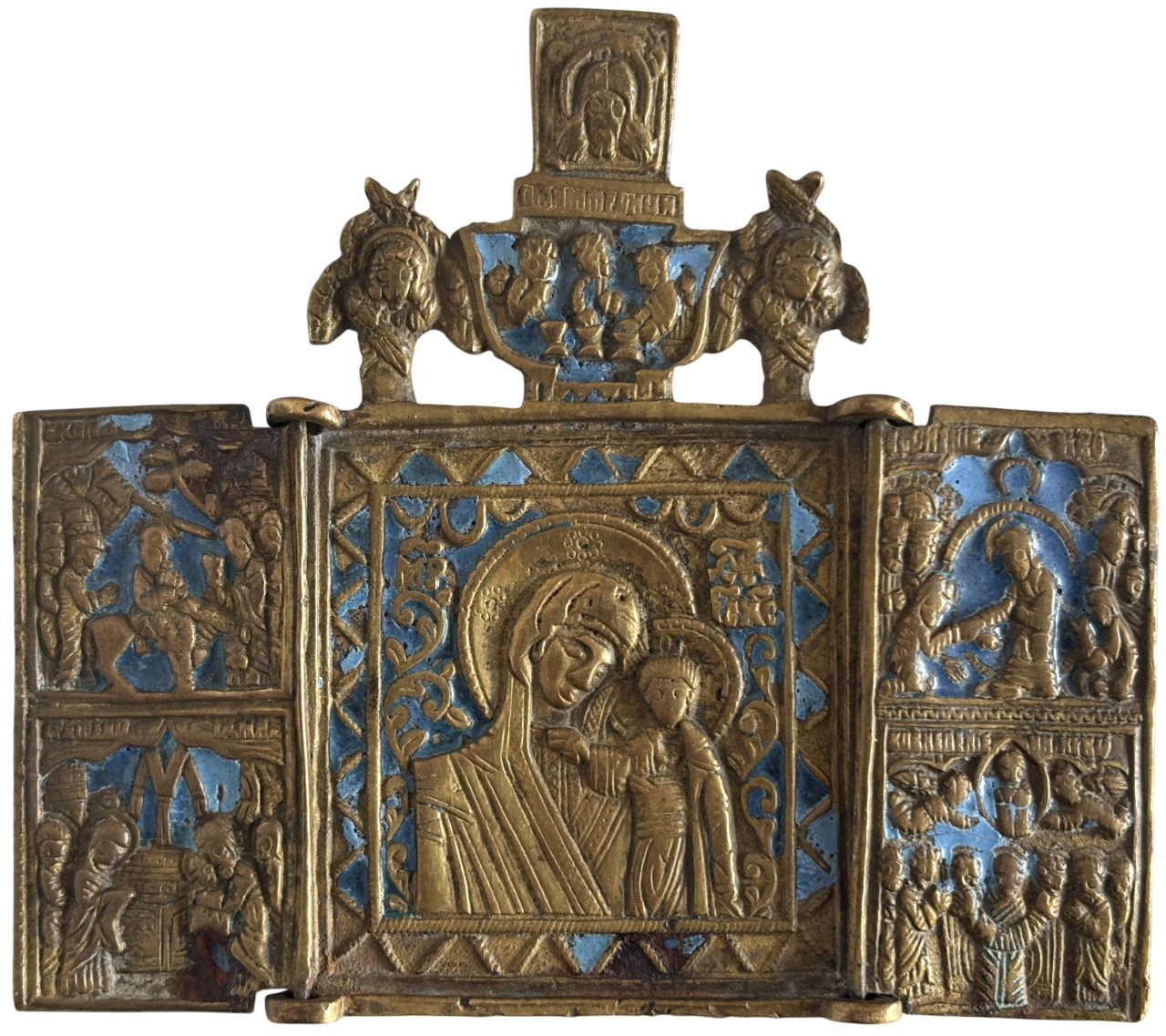 Купить икону складень Богородица Казанская 19 век