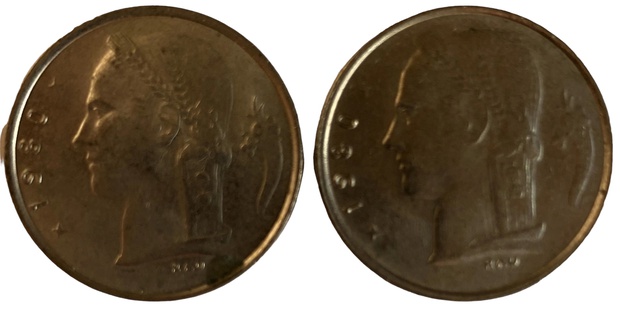 Иностранная монета 1 франк Бельгия 1980 год
