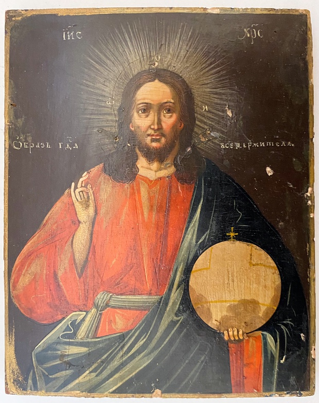 Икона Иисус Христос Господь Вседержитель Холуй Горбунова 19 век