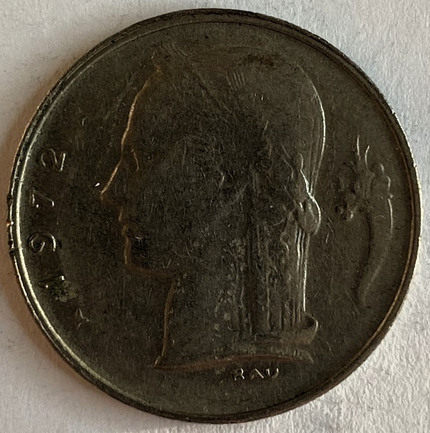 Иностранная монета Бельгия 1 франк 1972 год