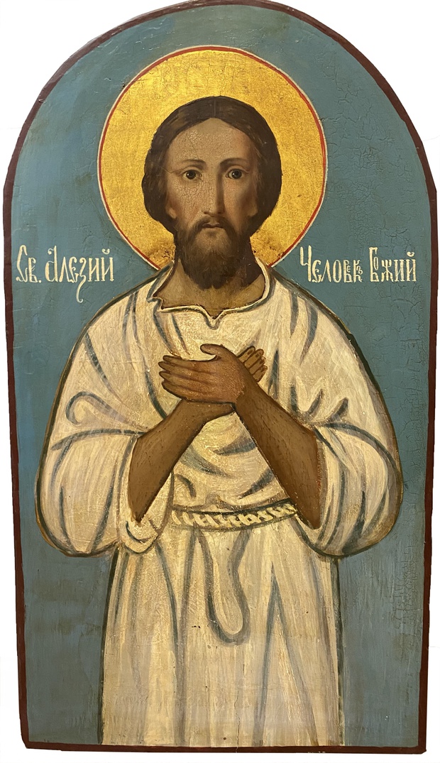 Старинная икона Святой Алексий Человек божий 19 век