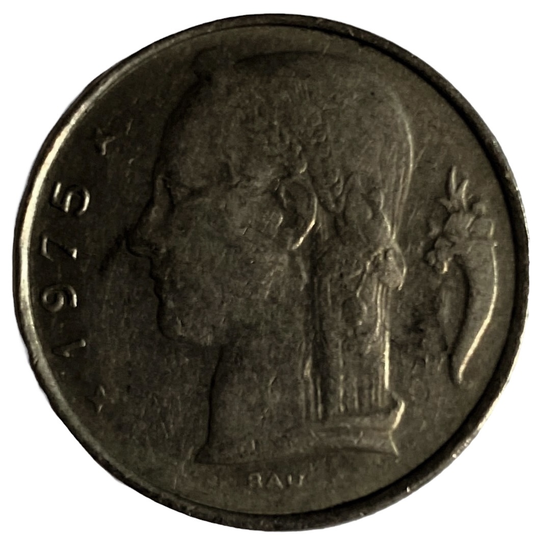 Иностранная монета 5 франков 1975 год Бельгия