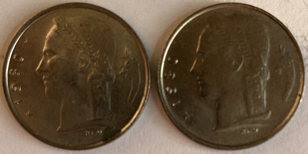 Иностранная монета 1 франк Бельгия 1980 год