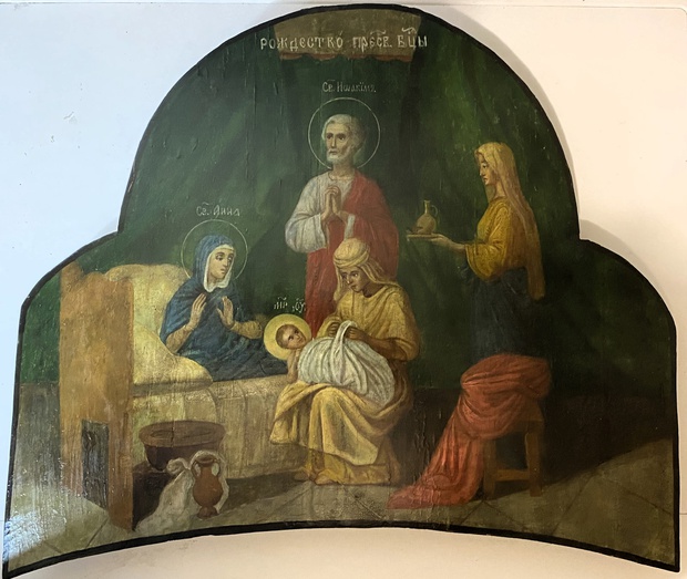 Форматная икона Рождество Пресвятой Богородицы 19 век