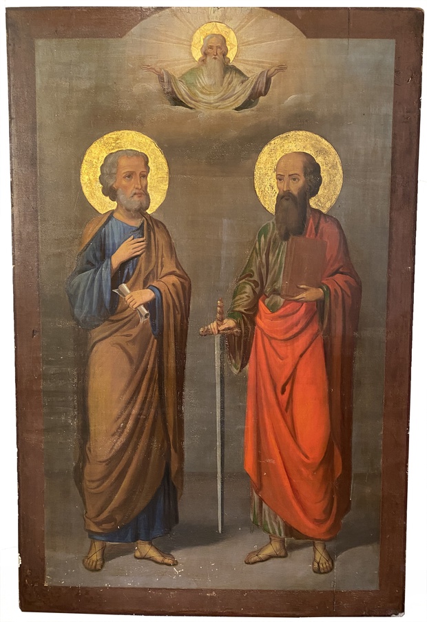 Икона Петра и Павла храмовая 19 век