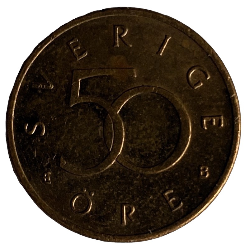 Иностранная монета 50 Оре Швеция 2002 год