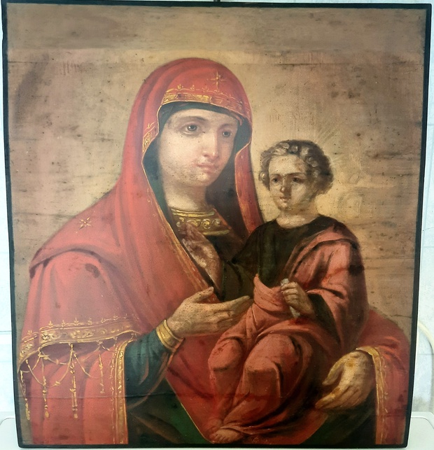 Антикварная Икона Иверская Пресвятая Богородица 19 век Форматная или Храмовая