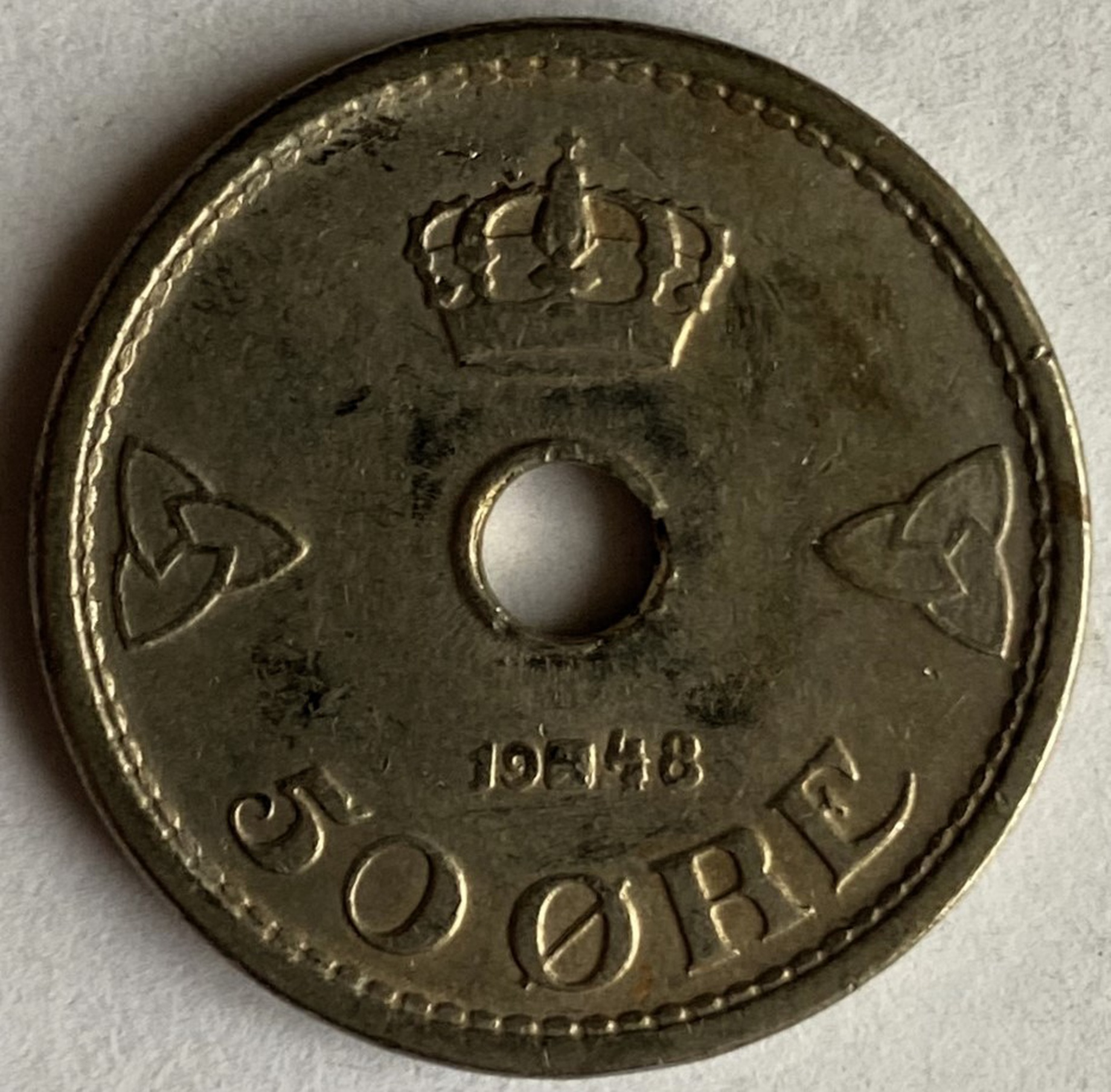 Иностранная монета 50 Оре 1948 год Норвегия